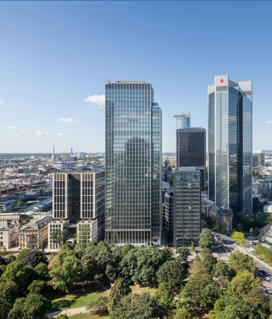 Skyline von der Taunusanlage in Frankfurt am Main, Standort von der Ideon Personalberatung.